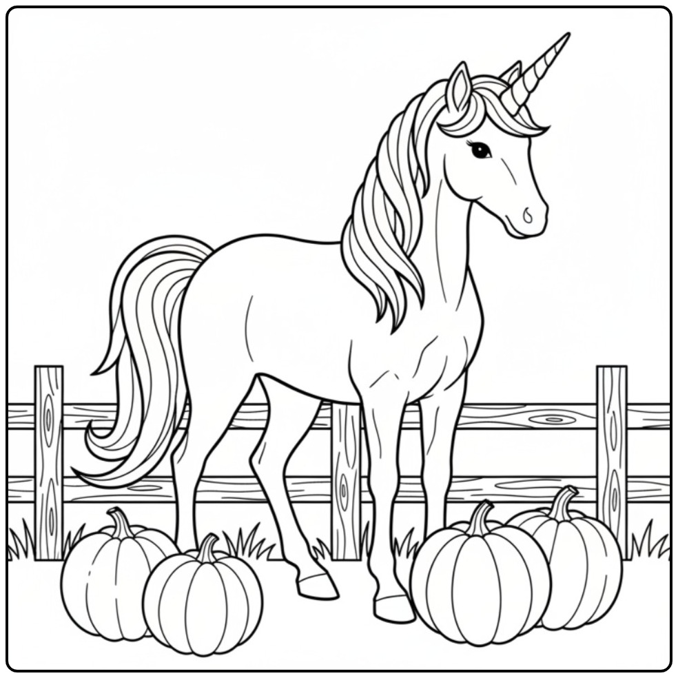 Beautiful Unicorn Halloween coloring page