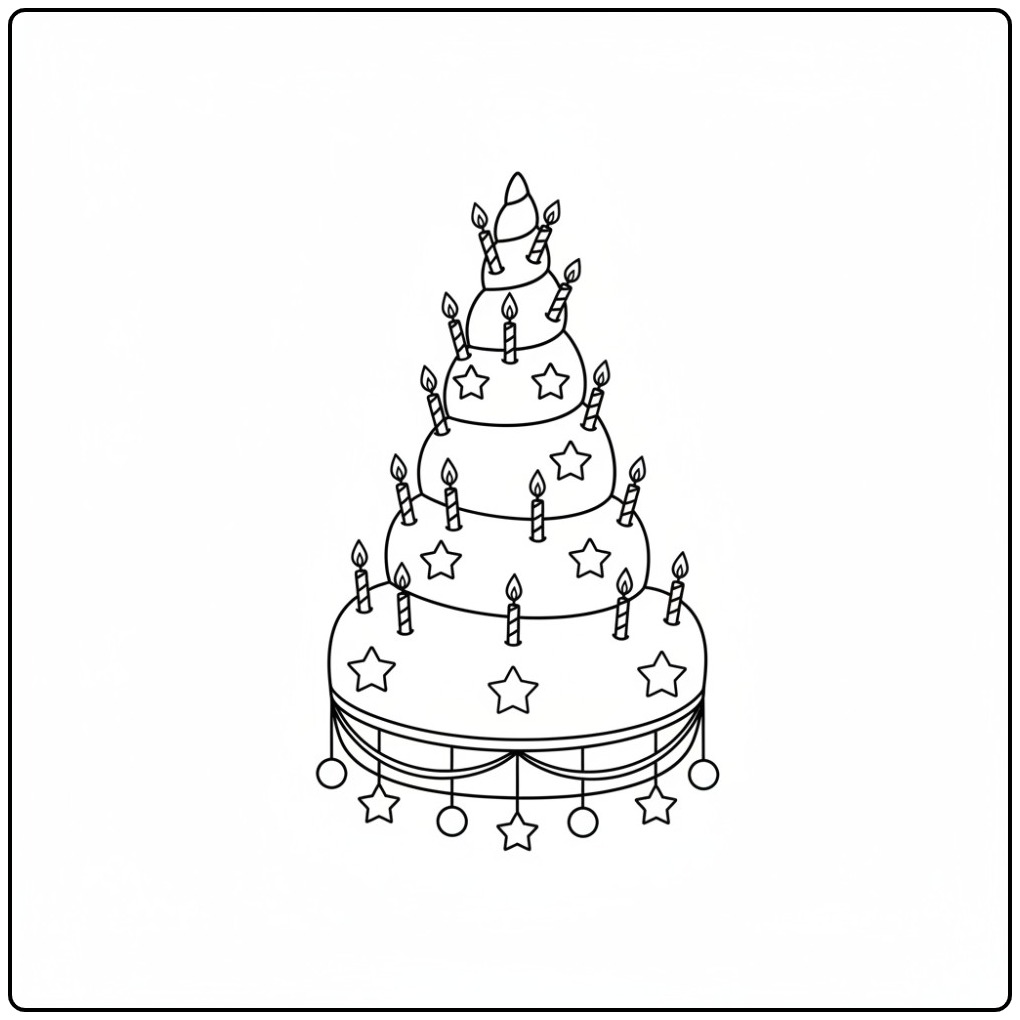 Print the Unicorn Horn Birthday with Stars coloring page