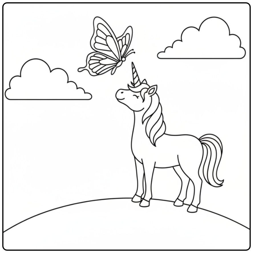 Print This Unicorn Easy and Droom Road coloring page
