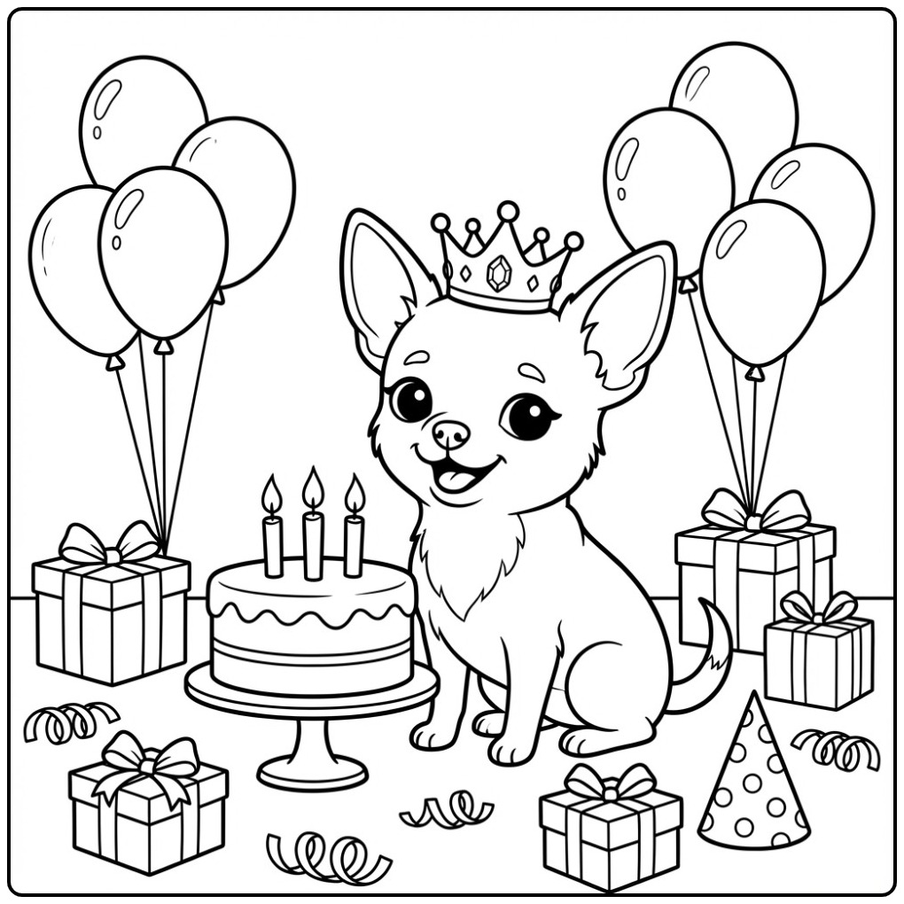 Printable Chihuahua for a Verjaardagspartijtje coloring page