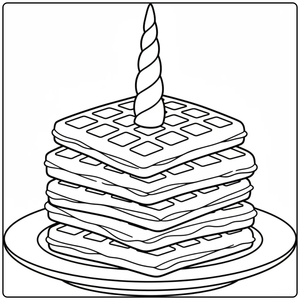 Printable Unicorn Cake with a Magical Horn coloring page