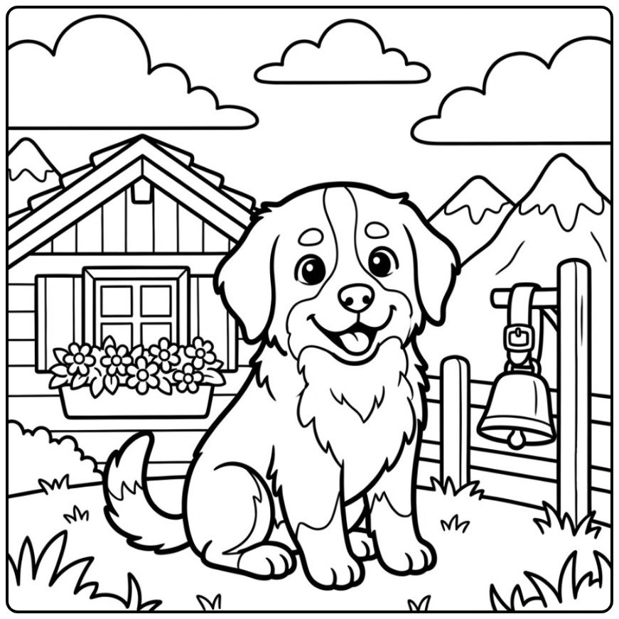 Printable Drawing Bernese Mountain Dog Puppy coloring page