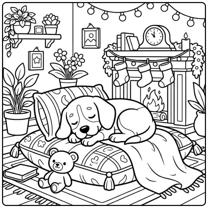 Cute Dromende Hondjes Beagle for Christmas coloring page