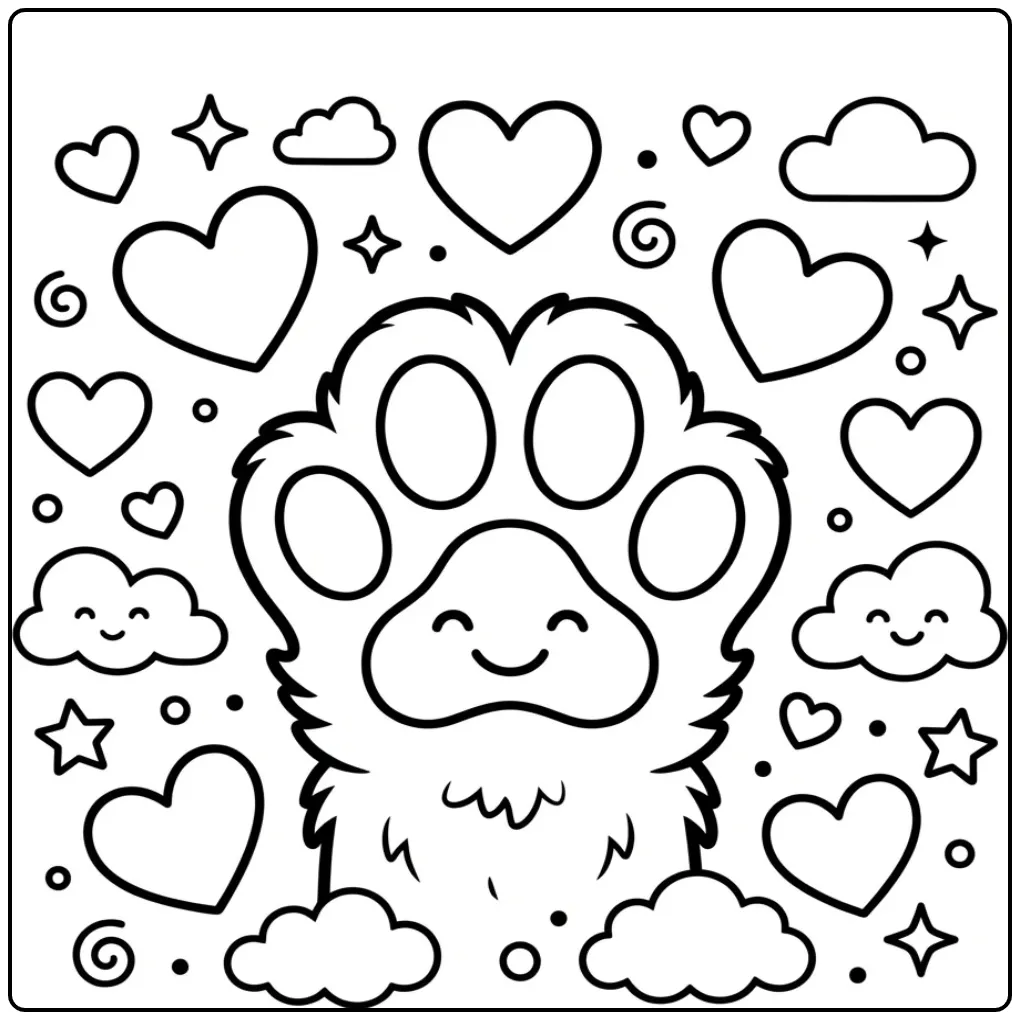 Cute Dog Paw for Children coloring page