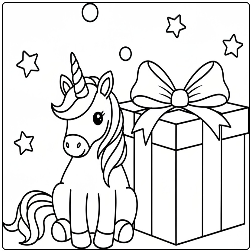 Cute Birthday Child a Unicorn Easy coloring page