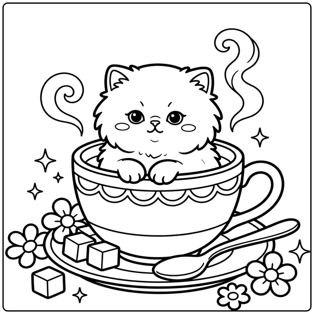Cute Easy Kitten for Children coloring page