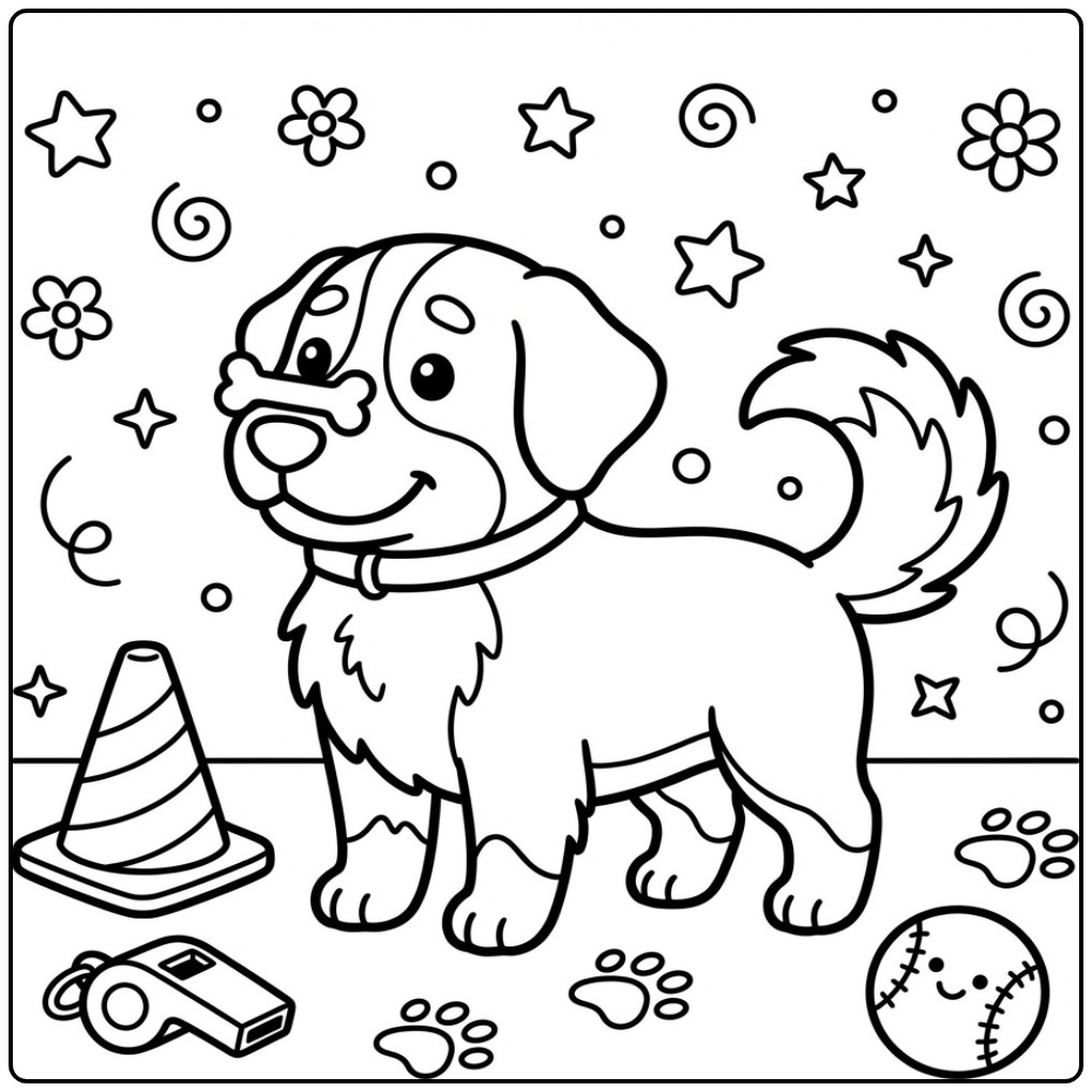 Cute Bernese Mountain Dog Pup coloring page