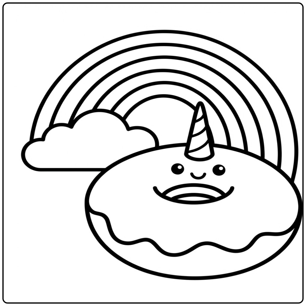 Cute Donut Unicorn coloring page