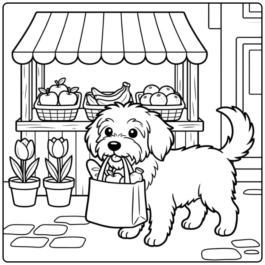 Smoushond Carrying Market Groceries coloring page