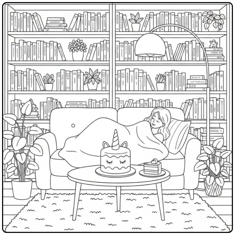 Cute Unicorn Cake for a Sweet Droom coloring page