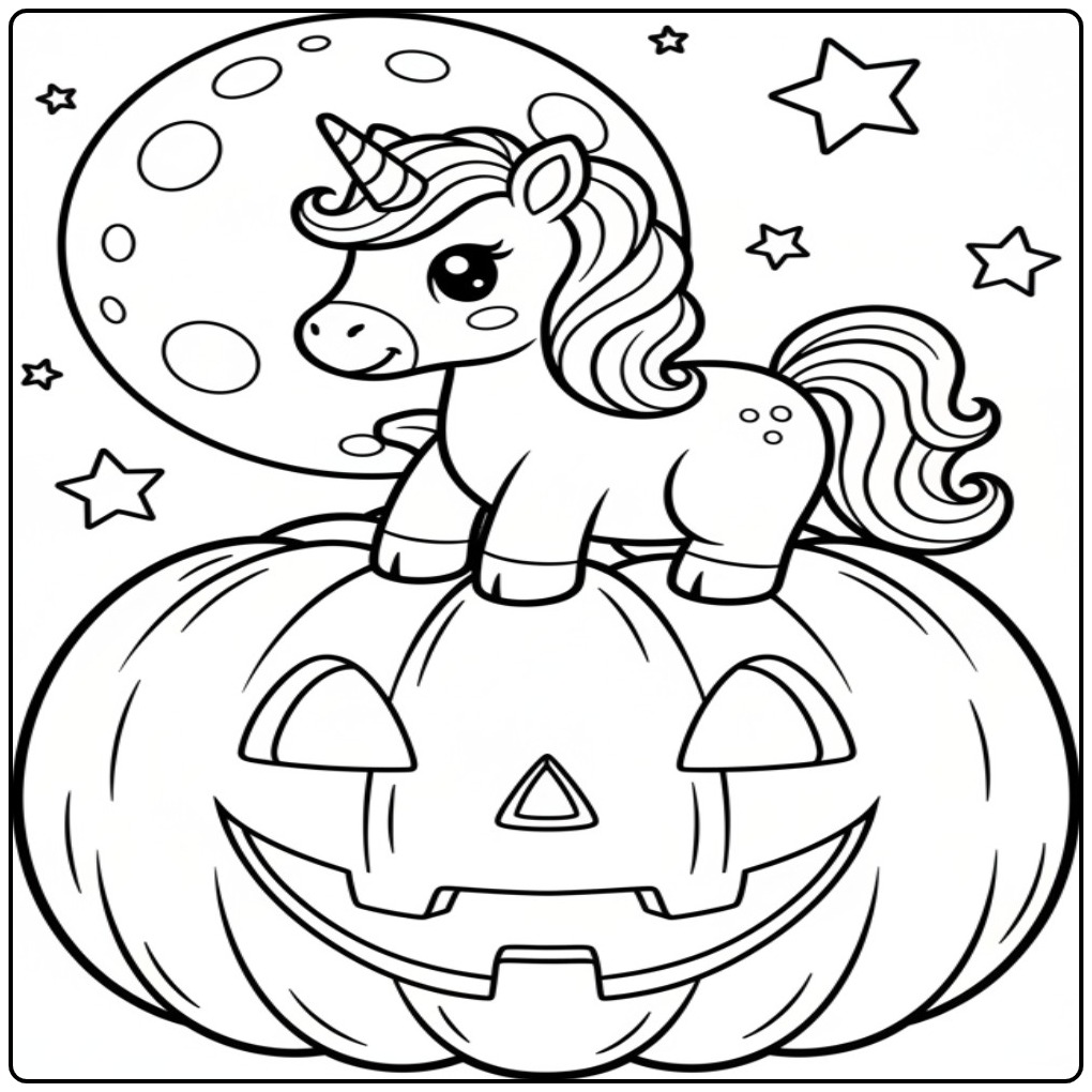 Cute Unicorn Halloween coloring page