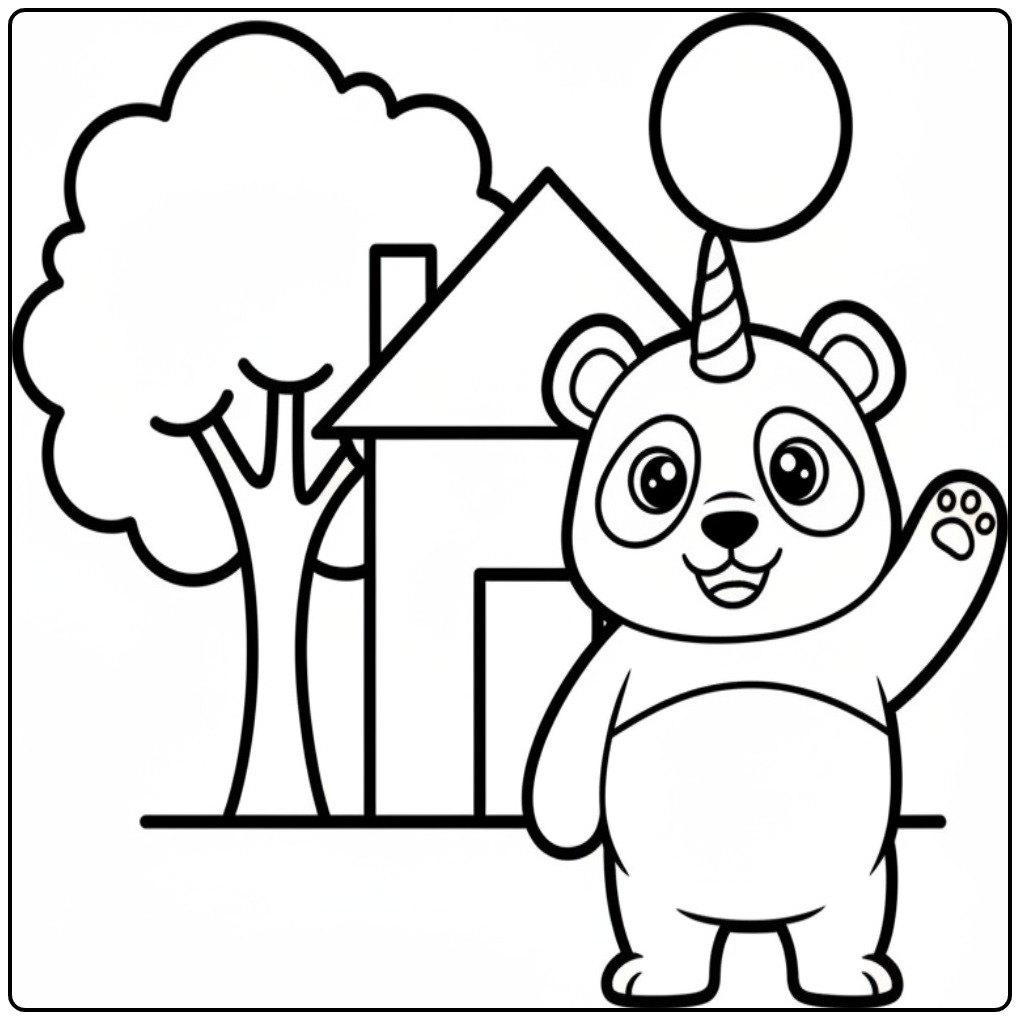 Cute Unicorn Panda coloring page