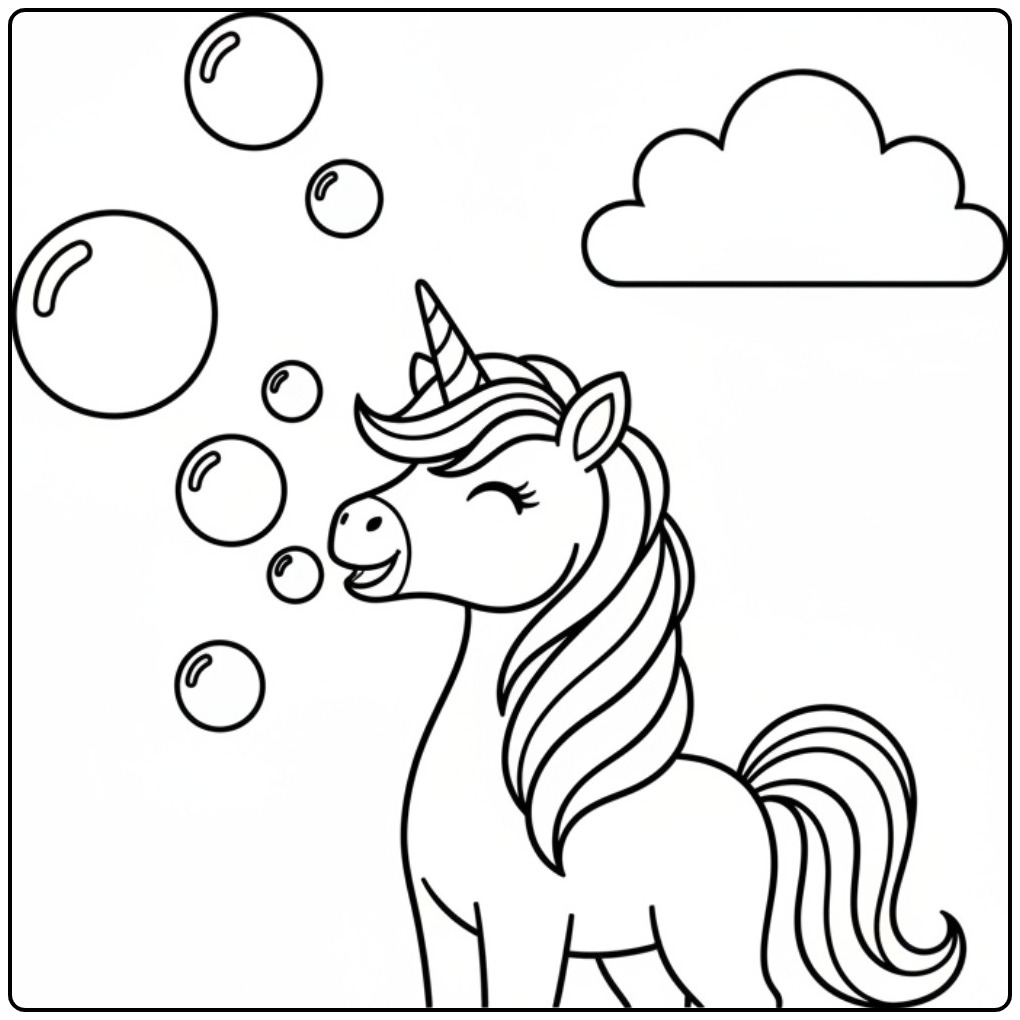 Simple Unicorn Easy Bells Blowing coloring page