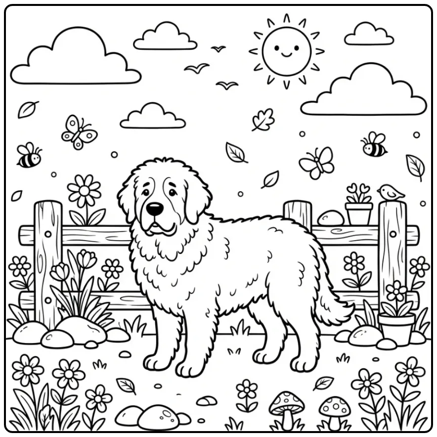 Spanish Mastiff by a Fence coloring page