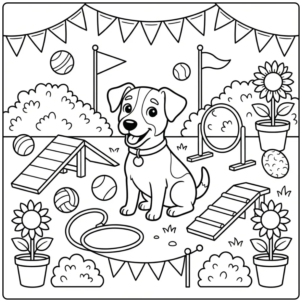 Playful Jack Russell in the Garden coloring page