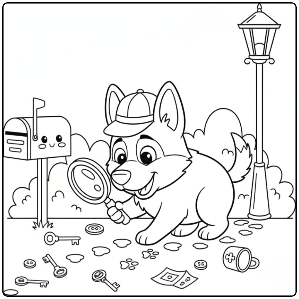 Tracking Dog German Shepherd Lost a Mystery coloring page