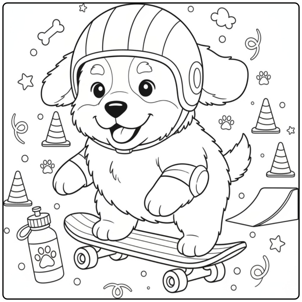 Tough Pup with Helmet a Bernese Mountain Dog coloring page