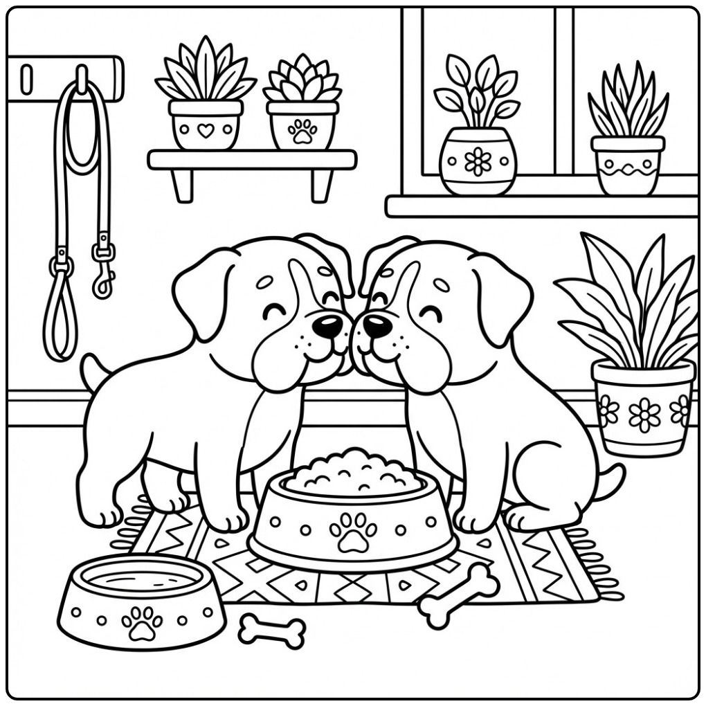 Two Friends on a Fun Boxer Dog coloring page