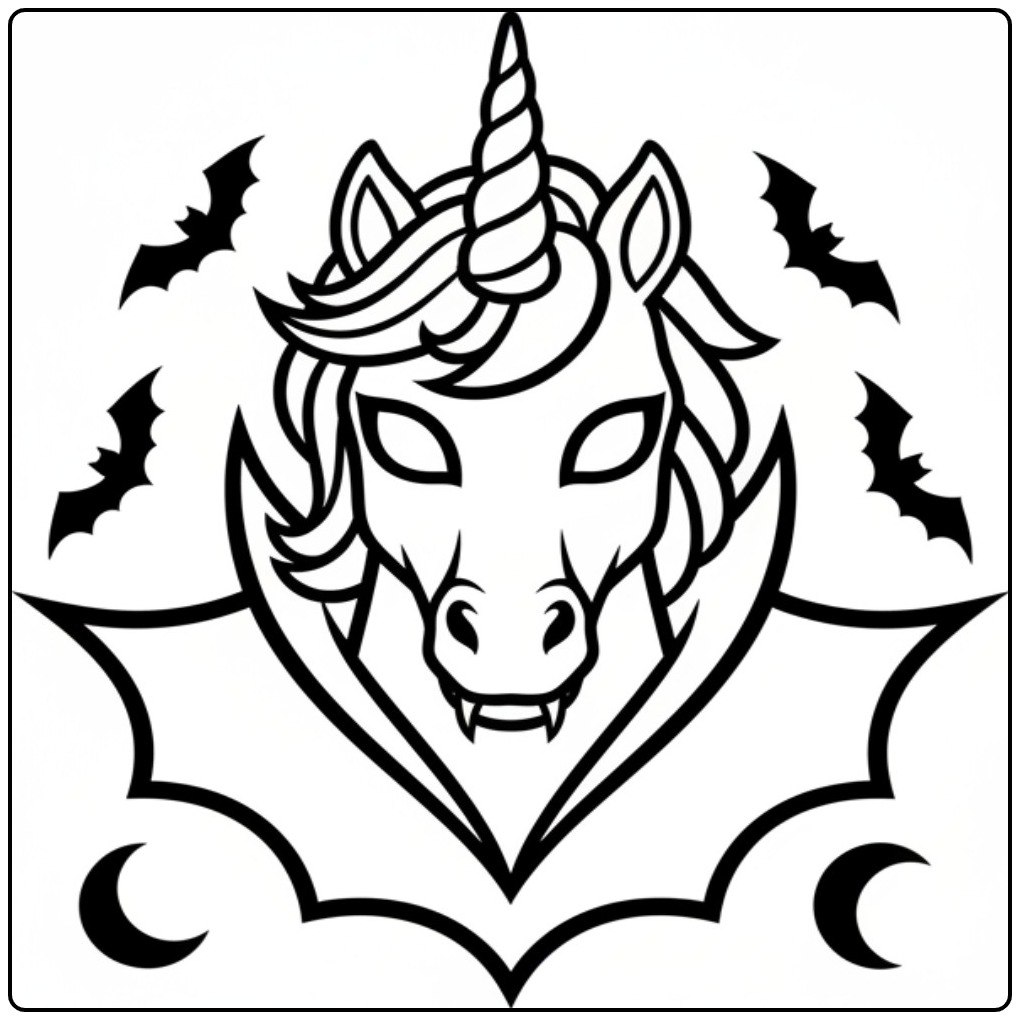 Vampire Unicorn Halloween Masks coloring page