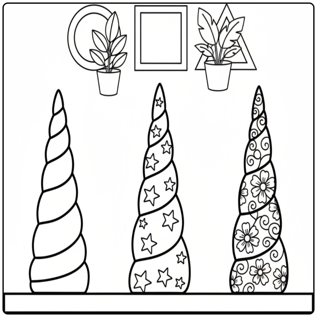 Decorate You Own Magical Unicorn Horn coloring page