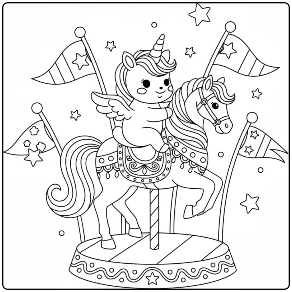 Cheerful Baby Unicorn for Hours of Coloring Fun coloring page