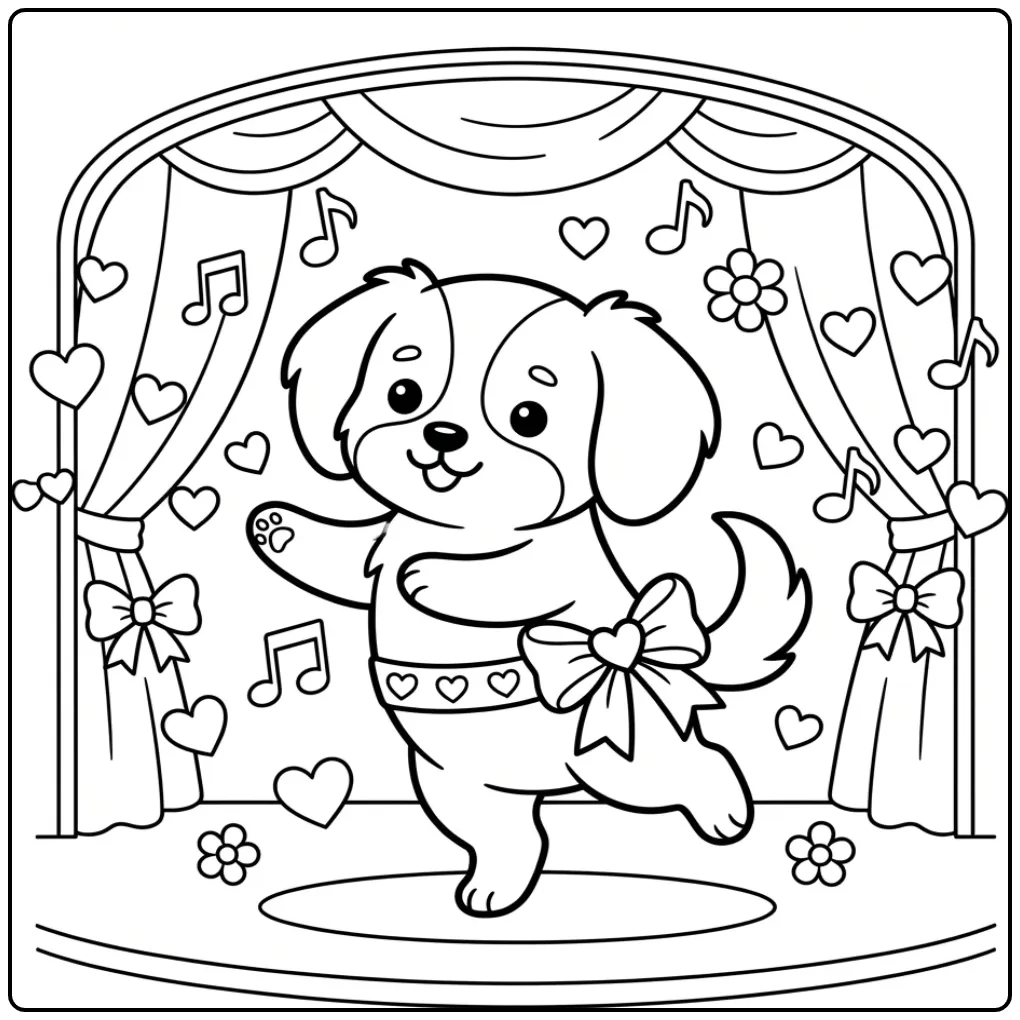 Markiesje Ballerina Dancing with Hearts coloring page