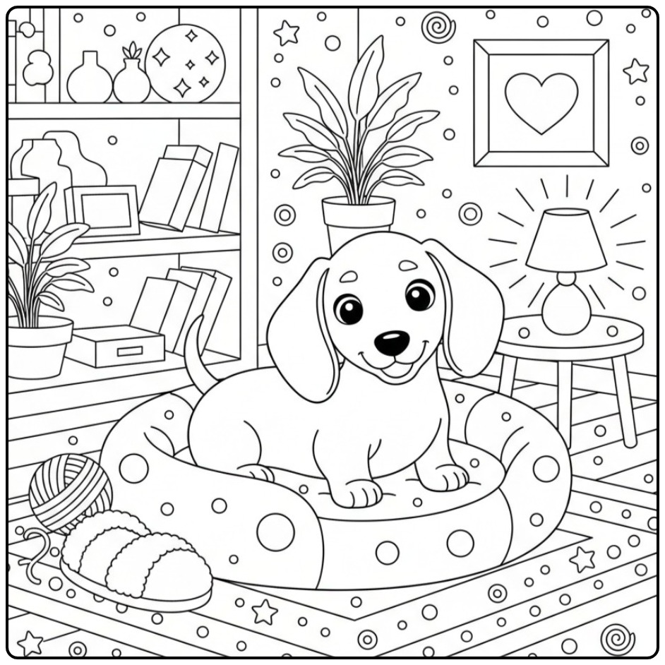Cheerful and Easy Dachshund for Children coloring page