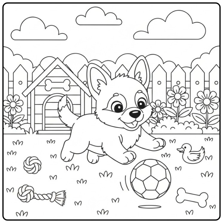 Cheerful German Shepherd Outside at the Playing Is coloring page