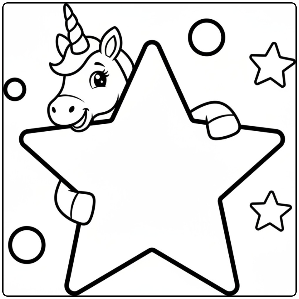 Cheerful Unicorn Cute Hide-and-seek Playing coloring page