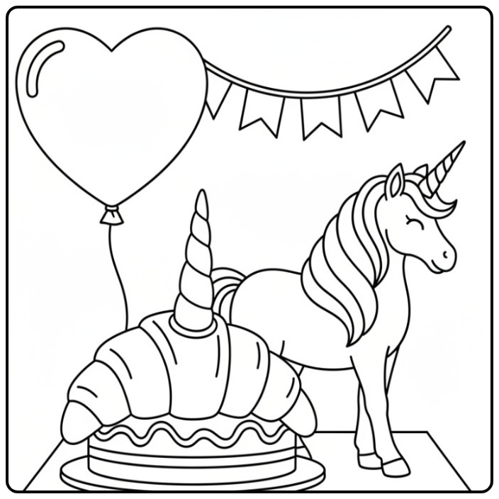 Cheerful Unicorn Cake for a Magical Party 1 coloring page
