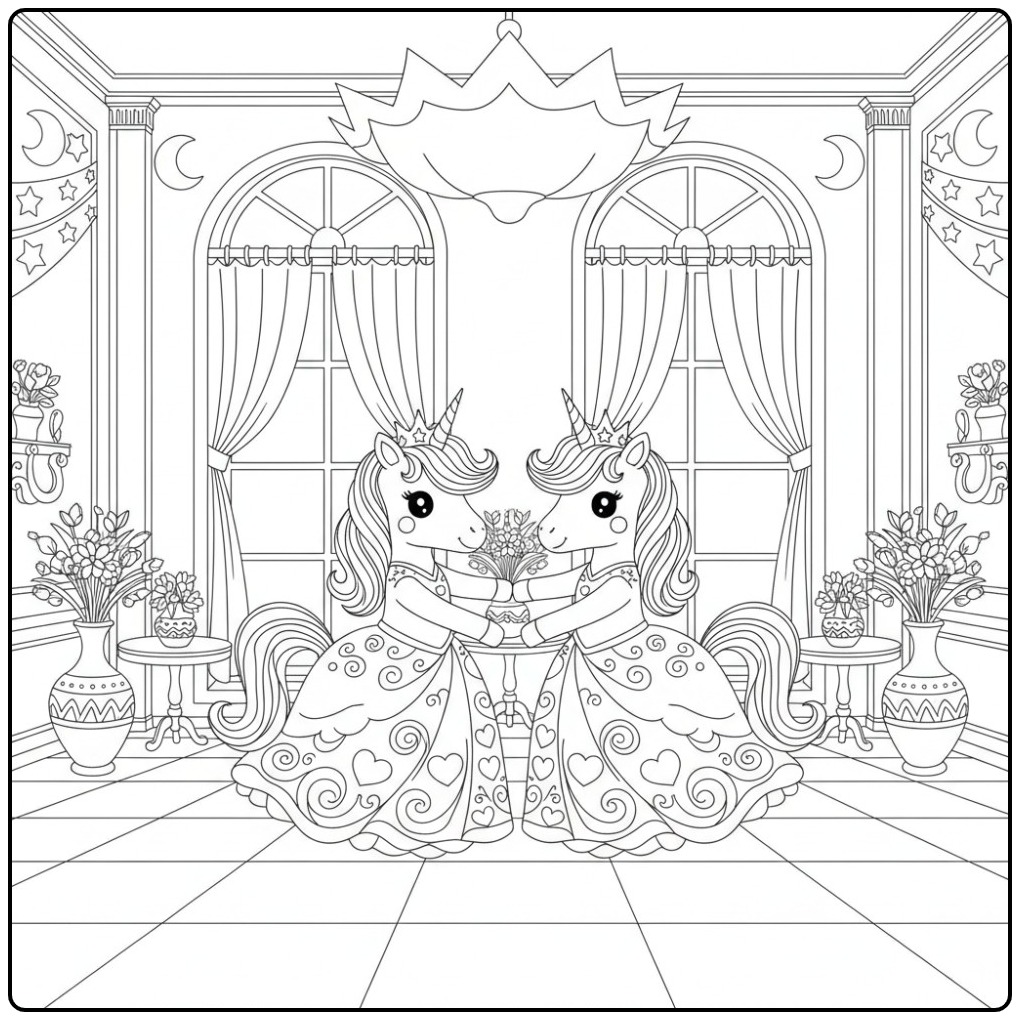 Cheerful Easy Unicorn Princess for Children coloring page