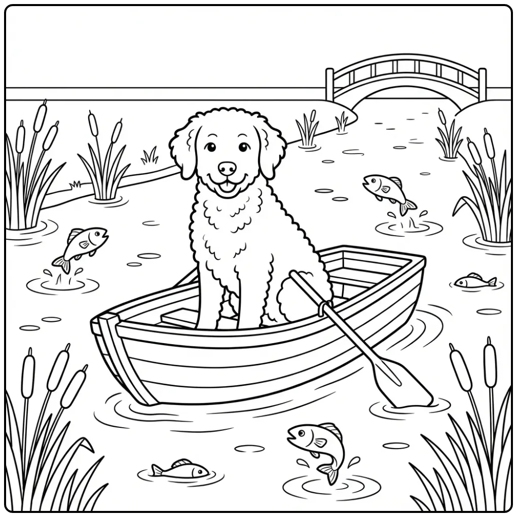 Wetterhoun Riding in a Rowboat coloring page