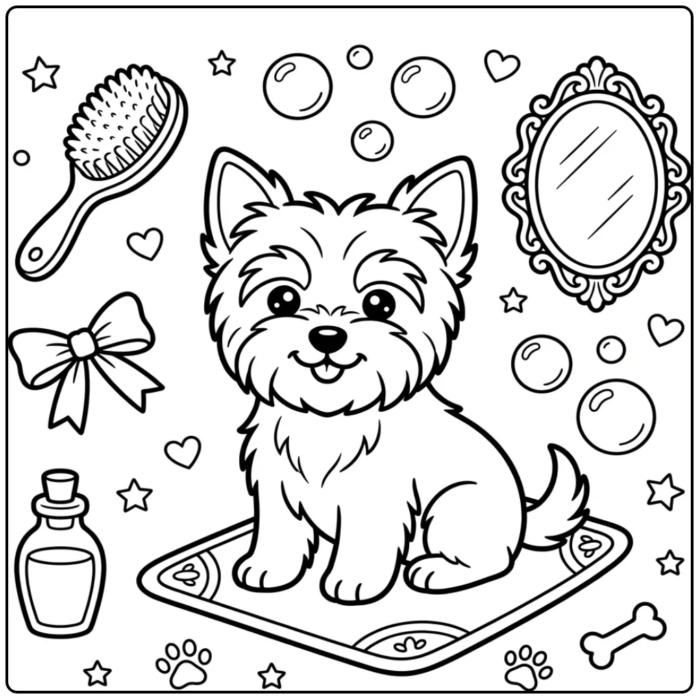 Easy Yorkshire Terrier Puppy for Children coloring page