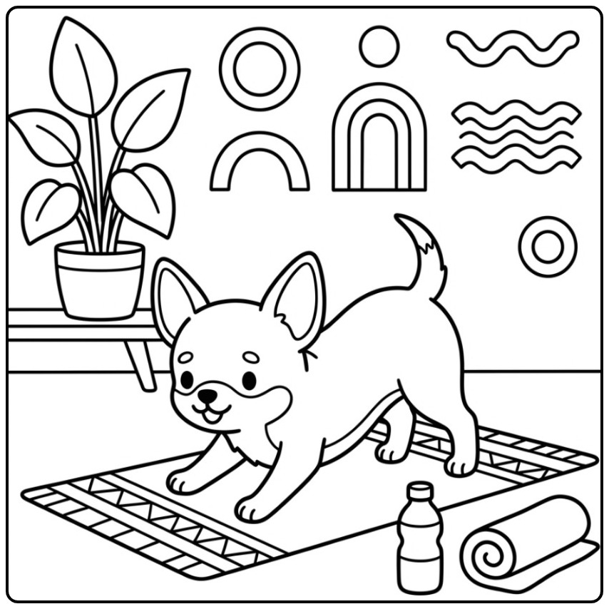 Zen Yoga Oefeningen with This Fun Chihuahua coloring page
