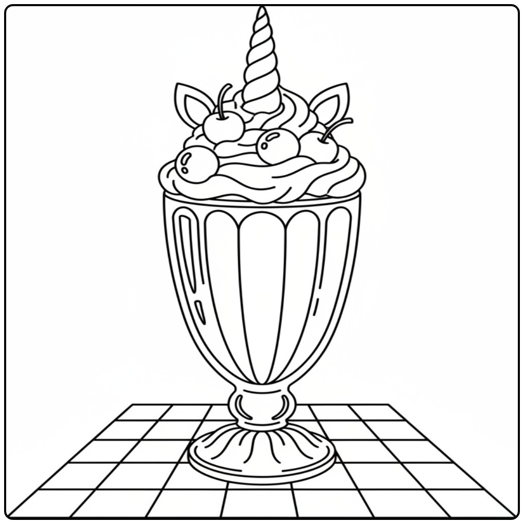 Sweet Unicorn Ice Cream You Fantasy the Loop to Let coloring page