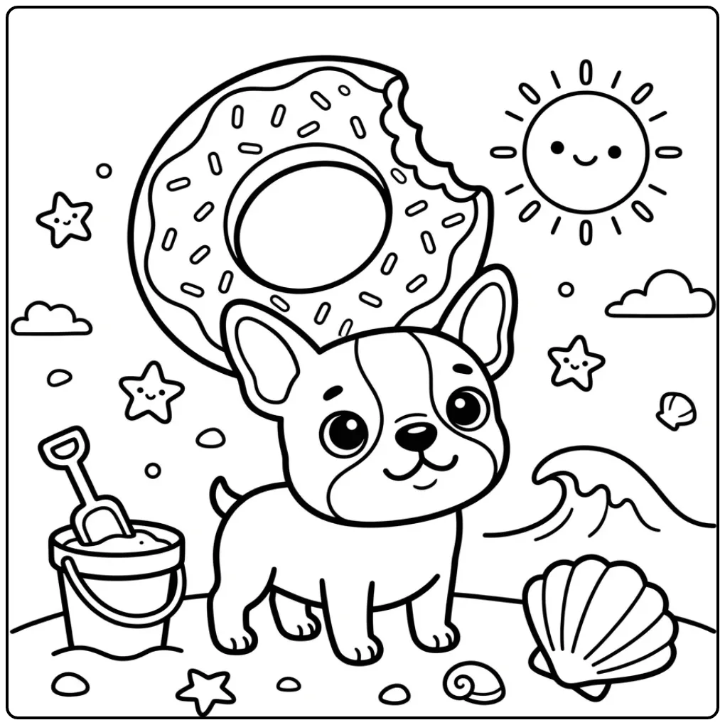 Summer Easy Puppy for Children coloring page