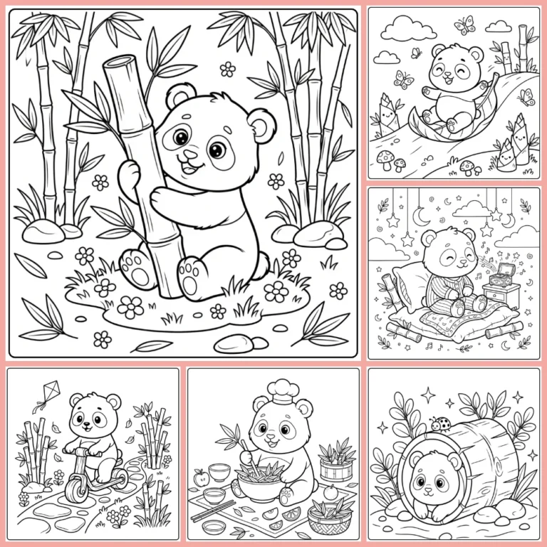 Baby panda coloring page collection cover