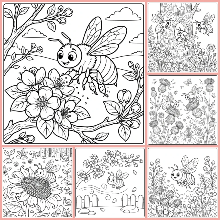 Bee coloring page collection cover