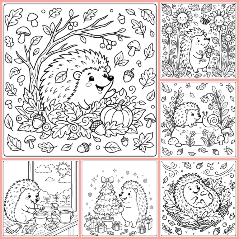 Hedgehog coloring page collection cover