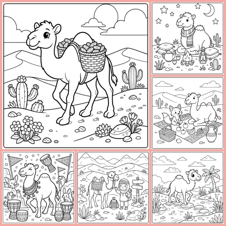 Camel coloring page collection cover