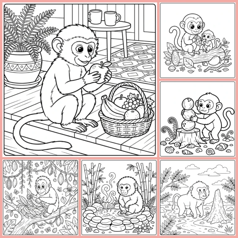 Monkey coloring page collection cover