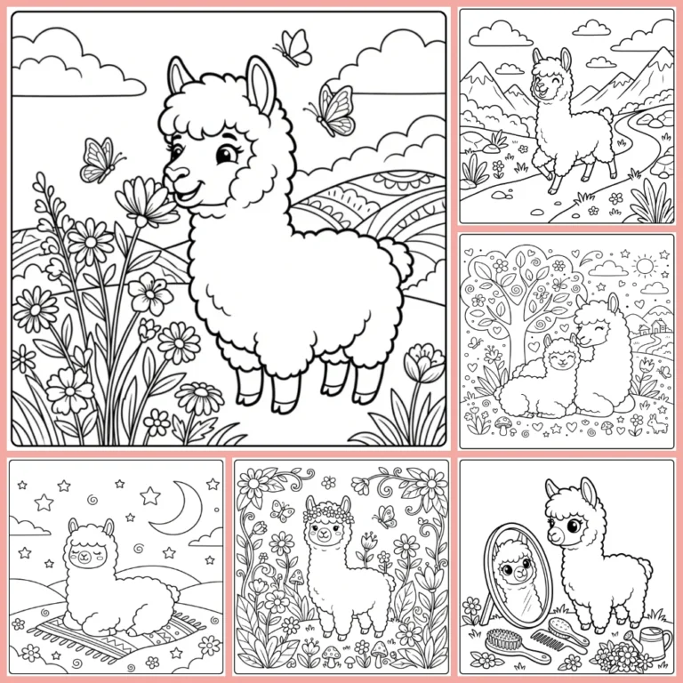 Alpaca coloring page collection cover