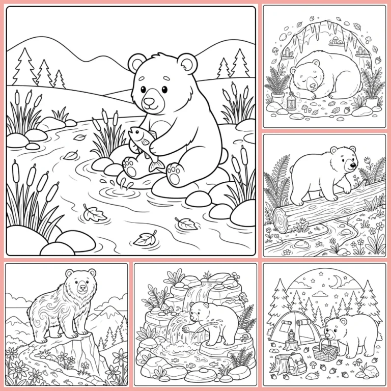 Bear coloring page collection cover