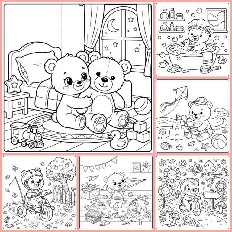 Teddy bear coloring page collection cover