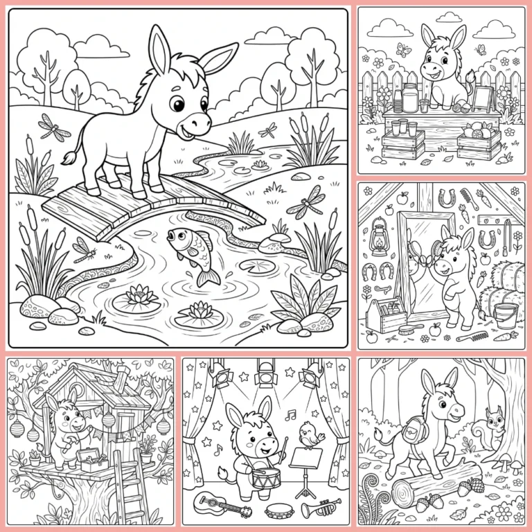 Donkey coloring page collection cover