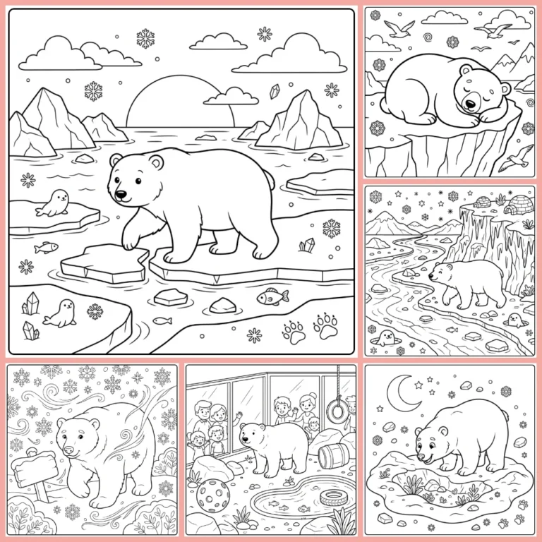 Polar bear coloring page collection cover