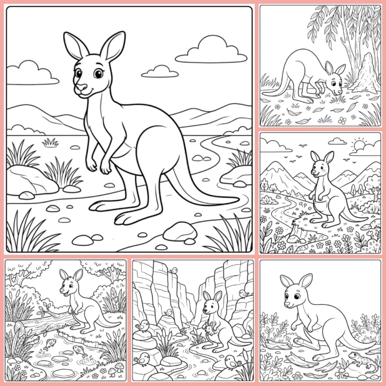 Kangaroo coloring page collection cover