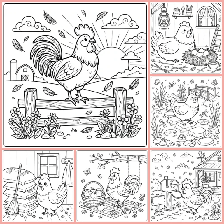 Chicken coloring page collection cover