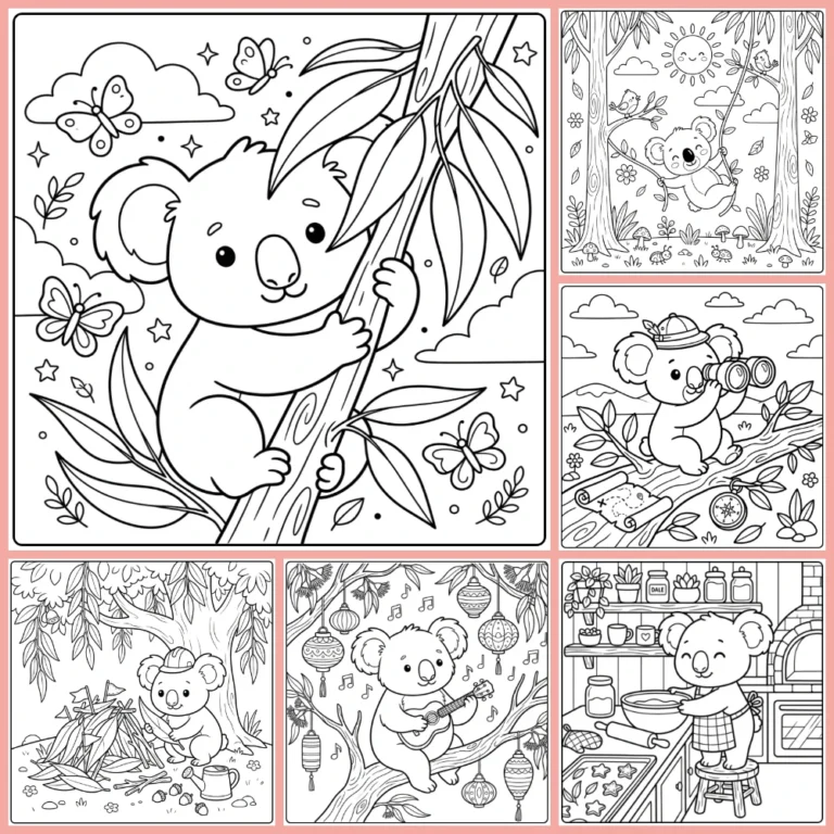 Koala bear coloring page collection cover