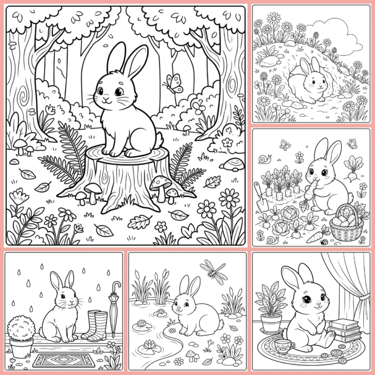 Rabbit coloring page collection cover